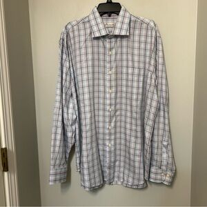 Peter Millar Mens XL  Plaid Check Long Sleeve Button Down Dress Shirt EUC Silk